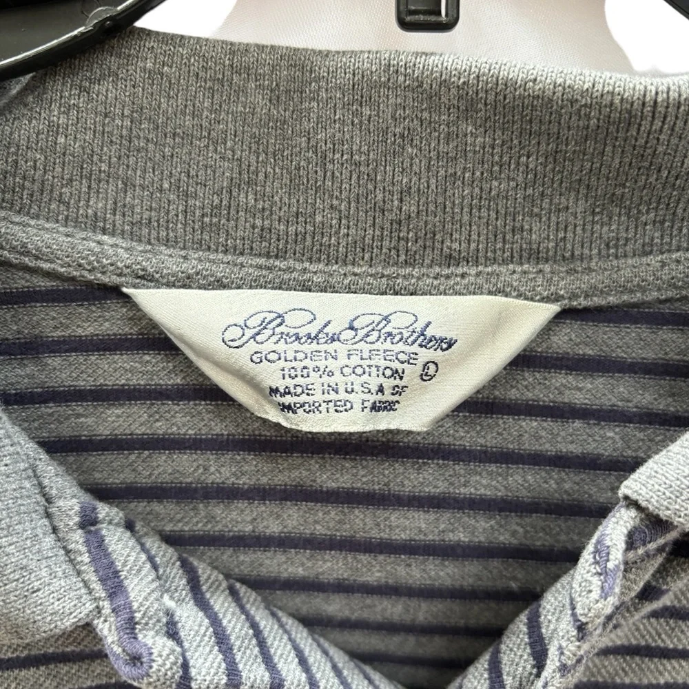 Brooks Brothers Men’s Golden Fleece Gray/Blue Striped Polo‎ Large